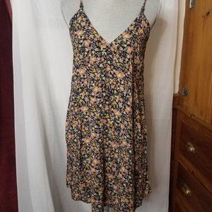 Cute and Comfy Floral over Black above-the-knee Lined Dress